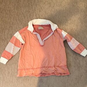 Pink and White Oversized Striped Shirt